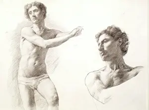 1879 Prints: Figure Study and Head of Same, 1879. Creator: William Strang