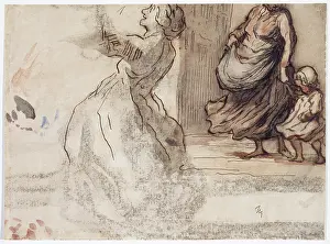 Figure of a Woman and Woman with Child, between 1808 and 1879. Creator: Honore Daumier