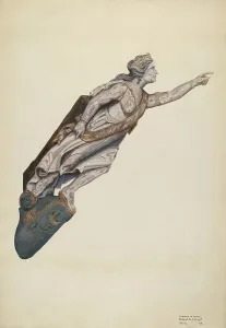 Pointing The Way Prints: Figurehead, c. 1938. Creator: F. W. Powell