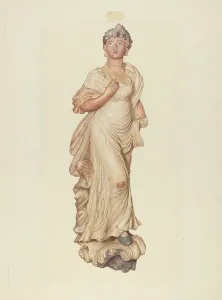Moutal Elizabeth Prints: Figurehead from the Sloop Postmaster, c. 1937. Creator: Elizabeth Moutal