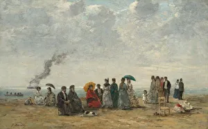 Eugene Boudin Prints: Figures on the Beach, c. 1867 / 1870. Creator: Eugene Louis Boudin