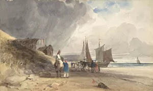 Boys Thomas Shotter Gallery: Figures on a Beach, Northern France, 1830. Creator: Thomas Shotter Boys