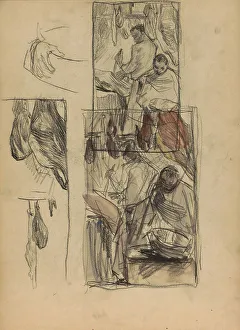 Butcher Prints: Figures in a butcher shop, 1887. Creator: Marius Bauer