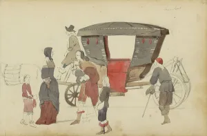 Figures and carriage, 1852. Creator: Cornelis Springer