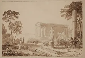 Figures in Classical Landscape, c1800-1850. Creator: Thomas Birch