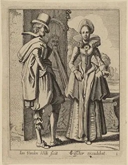 Jan Vanden Velde Prints: Two Figures in Costume. Creator: Jan van de Velde II