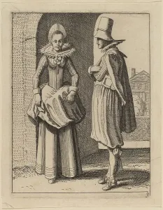 Jan Vanden Velde Prints: Two Figures in Costume. Creator: Jan van de Velde II