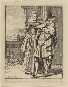 Two Figures in Costume. Creator: Jan van de Velde II