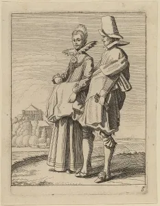 Jan Vanden Velde Prints: Two Figures in Costume. Creator: Jan van de Velde II