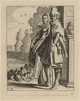 Jan Vanden Velde Prints: Two Figures in Costume. Creator: Jan van de Velde II