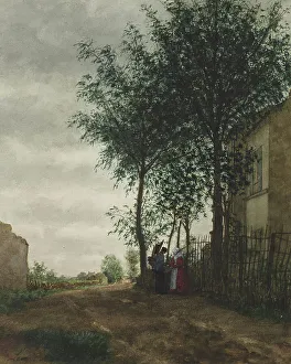 Léon Bonvin Prints: Two Figures beside a Country Road, 1861. Creator: Leon Bonvin