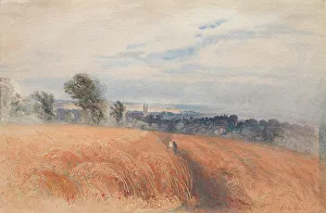 Two Figures Crossing A Wheatfield, 1839. Creator: John Martin