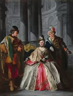 Masked Ball Gallery: Three Figures Dressed for a Masquerade, c. 1740s. Creator: Louis-Joseph Le Lorrain