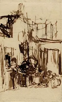 Front Door Prints: Figures by a House, c1810s. Creator: David Wilkie