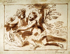 Pier Francesco Gallery: Two Figures in a Landscape, 17th century. Artist: Pier Francesco Mola