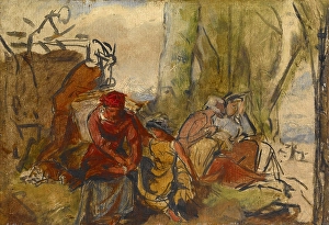 Edge Prints: Figures in a Landscape, probably 1800s. Creator: Unknown
