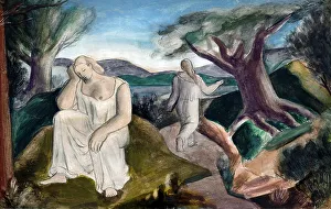 Neo Romanticism Prints: Figures in mountain landscape, c1938. Creator: Bernard Meninsky