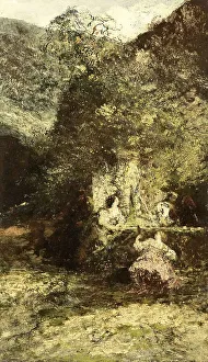 Adolphe Joseph Thomas Monticelli Prints: Figures near a Fountain, c.1870-c.1886. Creator: Adolphe Monticelli