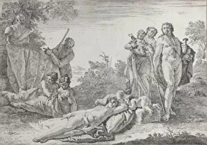 Herm Collection: Nine Figures near a Herm of Pan, from 'Bacchanals and Histories', 1744