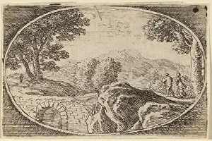 Two Figures near a Small Stone Bridge. Creator: Herman van Swanevelt