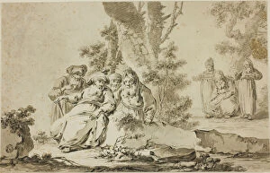 Pen And Ink Drawing Collection: Figures in Oriental Costume in a Landscape, n.d. Creator: Tiberius Dominikus Wocher
