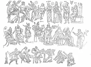 Winged Figures Prints: Figures from the Painted Vase of Darius, 1857. Creator: Unknown