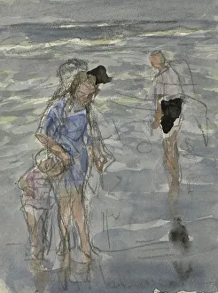 Jan Antoni De Jonge Prints: Figures in the sea, 1881-1927. Creator: Johan Antonie de Jonge