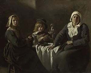 Four Figures at a Table, c. 1643. Artist: Le Nain, Louis (1593-1648)