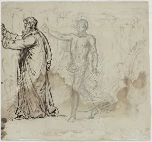 Mather Brown Prints: Three Figures [verso], 1780/1790. Creator: Mather Brown