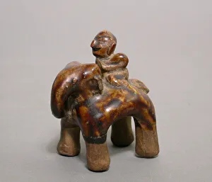 Mahout Prints: Figurine of Elephant and Rider, 14th / 15th century. Creator: Unknown