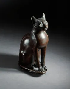 Late Period Prints: Figurine of the Goddess Bastet as a Cat, 712-332 B.C.. Creator: Unknown