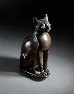 Bast Collection: Figurine of the Goddess Bastet as a Cat, 712-332 B.C.. Creator: Unknown