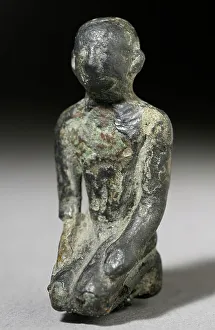 Late Period Prints: Figurine of a Human Worshipping, Probably Late Period (664-332 BCE). Creator: Unknown