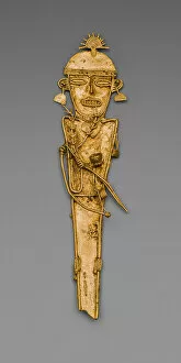 Pre Columbian Collection: Figurine (Tunjo) of a Figure Holding Plants and Cup, Wearing a Crown, A. D. 1000 / 1500