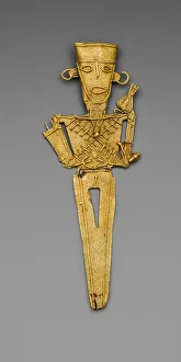 Colombian Prints: Figurine (Tunjo) of a Standing Figure with Crossed Bands Covering Torso, A. D. 1000 / 1500
