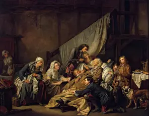 Aged Prints: Filial Piety (The Paralytic), 1763. Creator: Jean-Baptiste Greuze