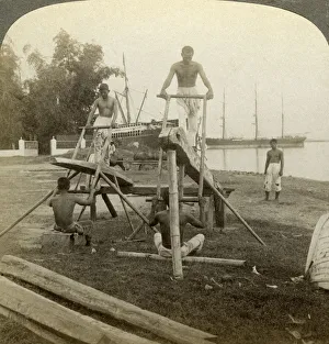 Filipino Prints: A Filipino sawmill, Cebu, Philippines. Artist: Underwood & Underwood