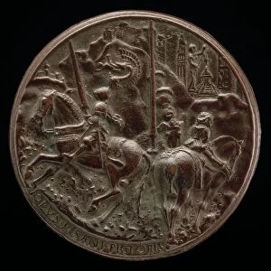 Gothic Style Gallery: Filippo Maria Visconti Riding in a Mountainous Landscape [reverse], c. 1441
