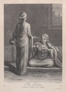 Fille Turque, prenant le Caffesur le Sopha, 1714-15. Creator: Unknown