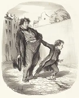 Controversy Prints: Un fils modele, 1847. Creator: Honore Daumier