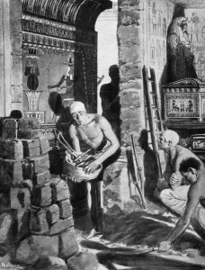 Matania Prints: The final interior decoration and sealing of Tutankhamuns tomb, Egypt, 1325 BC (1933-1934)