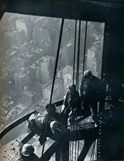 William Frederick Gallery: The final stages of the Mast; the street is some quarter mile below, c1931
