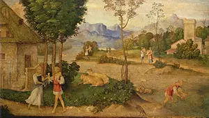 Venetian School Prints: The Finding of Romulus and Remus, after 1520. Creator: Giorgione