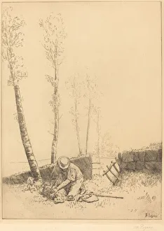 Finding the Sheep (Le mouton retrouve). Creator: Alphonse Legros Finding the Sheep (Le mouton retrouve). Creator: Alphonse Legros