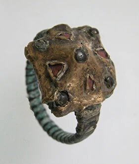 Semi Precious Stone Gallery: Finger Ring, Frankish, ca. 600. Creator: Unknown