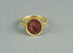 Finger Ring with Intaglio Depicting the Head of a Woman, (1st century?). Creator: Unknown