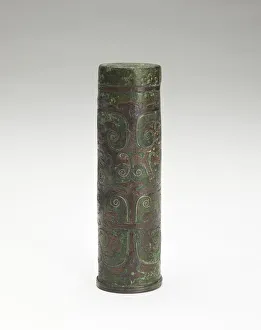 Bronze With Silver Inlay Prints: Finial, Eastern Zhou dynasty, 475-221 BCE. Creator: Unknown