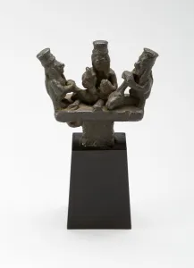 Finial for Pin or Blade Depicting Figures Shearing a Llama, A. D. 1450 / 1532