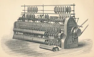 Textile Mill Prints: Finishing Roving Frame, by Platt, Brothers & Co. Oldham, 1874. Artist: GB Smith