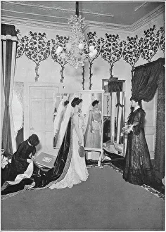 The finishing touches of a dressmaker, London, c1901 (1901)